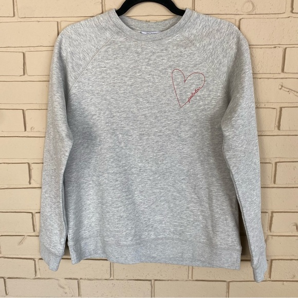 Peloton Sweatshirt Womens Small S Gray Pullover Crewneck Heart Ride Sweat Love - Picture 1 of 7